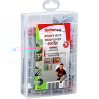 fischer Profi-Box DuoPower / DuoTec + Schrauben, Dübel hellgrau/rot, 87-teilig, mit Schrauben