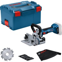 Bosch Professional Akku-Flachdübelfräse GFF 18V-22 Professional Solo, 18 Volt, Nutfräse blau/schwarz, ohne Akku und Ladegerät, in L-BOXX