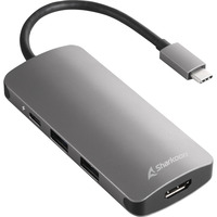 Sharkoon USB 3.0 Type C Multiport Adapter , Dockingstation dunkelgrau, USB-C, HDMI, MicroSD, SD