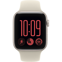 Apple Watch SE 3, Smartwatch silber, 44 mm, Sportarmband Sand M/L, Cellular