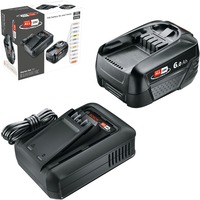 Bosch Heimwerken & Garten Akku Starter-Set 18V 1x 6,0Ah + Schnellladegerät AL 18V-44 schwarz, Li-Ionen Akku 6,0Ah, POWER FOR ALL ALLIANCE