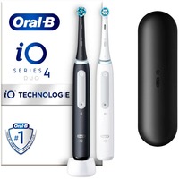 Braun Oral-B iO Series 4 Duo, Elektrische Zahnbürste schwarz/weiß, Matt Black/Quite White inkl. 2. Handstück