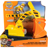 Spin Master Rubble & Crew - Rubbles 2-in-1 Bagger-Fahrzeug, Spielfahrzeug mit Baggerschaufel, Schweißbrenner, Schraubenzieher, Schraubenschlüssel und Rubble Hundefigur