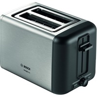 Bosch Home Kompakt-Toaster DesignLine TAT3P420DE edelstahl/schwarz, 970 Watt, für 2 Scheiben Toast