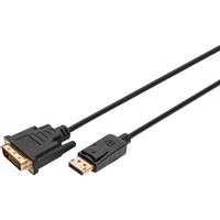 Digitus Adapterkabel DisplayPort > DVI-D, Interlock schwarz, 2 Meter, mit Schraubbefestigung