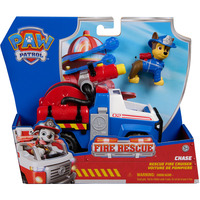 Spin Master Paw Patrol Fire Rescue - Chases Rettungsfahrzeug, Spielfahrzeug mit Geschoss-Abwurf und Chase Spielfigur