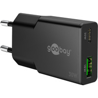 goobay USB-C PD GaN Dual-Schnelladegerät Slim 30 W schwarz