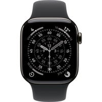 Apple Watch Series 11, Smartwatch Titan Schiefer, Titangehäuse, 42 mm, Sportarmband steingrau S/M, Cellular