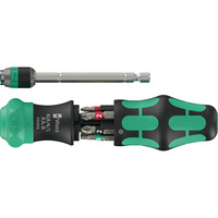 Wera Kraftform Kompakt 20 RA-R mit Tasche, Bit-Satz schwarz/grün, 6-teilig, 1/4", mit Ratschenfunktion und Rapidaptor Schnellwechselfutter