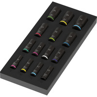 Wera 9728 Schaumstoffeinlage Zyklop B 3/8" Impaktor Deep Steckschlüsseleinsatz Set 1 schwarz/mehrfarbig, 15-teilig, für Tool Rebel Werkstattwagen