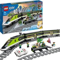 LEGO 60337 City Personen-Schnellzug, Konstruktionsspielzeug Set mit ferngesteuertem Zug mit Scheinwerfern, 2 Wagen und 24 Schienen-Elementen