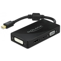 DeLOCK Adapter Mini DisplayPort > VGA + HDMI + DVI + 3,5mm Klinkenbuchse schwarz, passiver Konverter