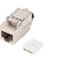 Digitus Keystone-Modul Cat. 8.1, geschirmt silber/weiß, werkzeugfreier Montageanschluss