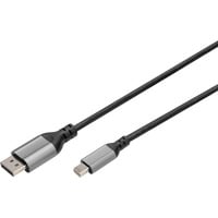 Digitus 8K DisplayPort Adapterkabel, mini DisplayPort > DisplayPort schwarz/grau, 2 Meter