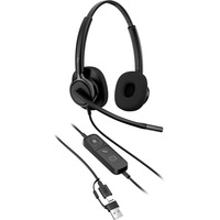 HP Poly Mission 425 Stereo-USB-Headset kabelgebunden Classic BULK schwarz, USB Type-C und Type-A, Schaumstoff-Ohrpolster (Oberflächenmaterial)