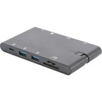 Digitus Universal Travel Docking Station, Dockingstation schwarz, HDMI, USB, USB-C, VGA, RJ-45, Kartenleser