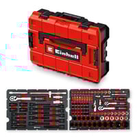 EINHELL E-Case Werkzeugkoffer KFZ, 121-teilig, Werkzeug-Set schwarz/rot, mit Werkzeug-Sortiment für Hobbyschrauber
