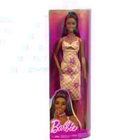 Mattel Barbie Fashionista Puppe im pink-orangenen Karokleid 
