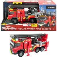 Majorette Volvo Feuerwehr-Truck, Spielfahrzeug rot, Mit Licht und Sound