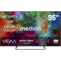 Medion LIFE MD 855602, QLED-Fernseher 138.8 cm (55 Zoll), schwarz, UltraHD/4K, Triple Tuner, VIDAA
