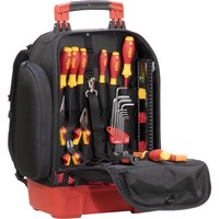 Wiha Werkzeugrucksack electric Set, Werkzeug-Set schwarz/rot, 27-teilig, mit Rucksack