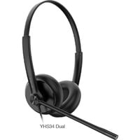 Yealink YHS34 Dual, Headset schwarz, Lederohrpolster