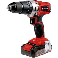 EINHELL Power X-Change Akku-Schlagbohrschrauber TE-CD 18/2 Li-i +22, 18Volt rot/schwarz, Li-Ionen Akku 2,5Ah, Koffer E-Box Basic + Bit-Bohrer-Set