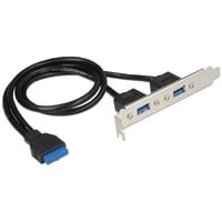 DeLOCK Slotblech 1 x 19 Pin USB 3.0 Pfostenbuchse intern > 2 x USB 3.0 Typ-A Buchse extern, Slotblende