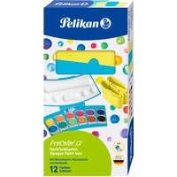 Pelikan Farbkasten ProColor 12 türkis/neon-gelb, 12 Farben und Deckweiß