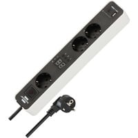 Brennenstuhl Ecolor Steckdosenleiste 3-fach, 2x USB, mit 3 Countdown Timern weiß/schwarz, 1,5 Meter Kabel, USB-A, USB-C, mit Sicherheitsschalter