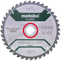 Metabo Kreissägeblatt "precision cut wood - classic", 216x30, Z40 WZ 5°neg. für halbstationäre Kreissägen