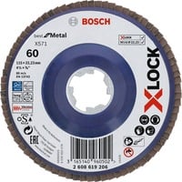 Bosch PRO X571 X-LOCK Fächerschleifscheibe, Ø 115mm, K60 Bohrung 22,23mm, gerade