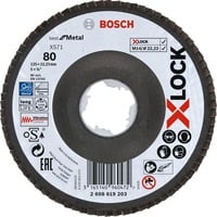 Bosch PRO X571 X-LOCK Fächerschleifscheibe, Ø 125mm, K80 Bohrung 22,23mm, abgewinkelt