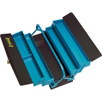 Hazet Metall-Werkzeugkasten leer 190L, Werkzeugkiste blau/schwarz, 5 Fächer, mit Vorhängeschloss