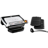 Tefal Optigrill+ GC716D12, Kontaktgrill silber/schwarz, 2.000 Watt, mit Waffelplatten