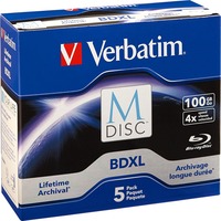 Verbatim BD-R 100GB M-Disc, Blu-ray-Rohlinge 4-fach, 5 Stück
