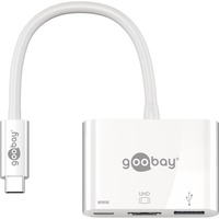 goobay USB 3.2 Gen 1 Multiport-Hub, USB-C Stecker > USB-A + USB-C + HDMI Buchse, USB-Hub weiß, 15cm, PD, Laden mit bis zu 60 Watt