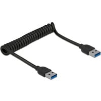 DeLOCK USB 3.2 Gen 1 Spiralkabel, USB-A Stecker > USB-A Stecker schwarz, 1,2 Meter