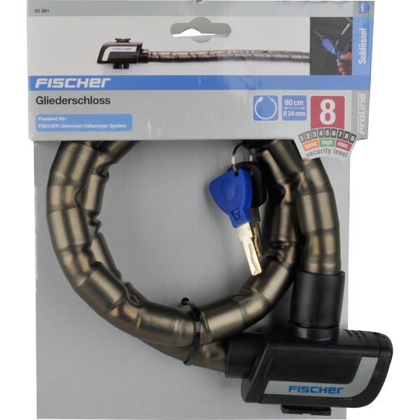FISCHER Fahrrad Gliederschloss schwarz, 90 cm, 24 mm