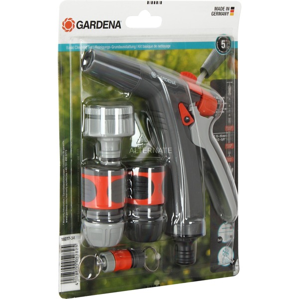 GARDENA Reinigungs-Grundausstattung, Spritze grau/orange, 5-teilig | Kehrmaschinen