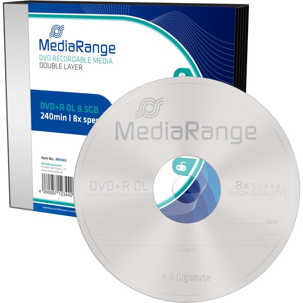 MediaRange DVD+R DL 8,5 GB, DVDRohlinge 8fach, 5 Stück MediaRange DVD+R DL 8,5 GB, DVDRohlinge 8fach, 5 Stück