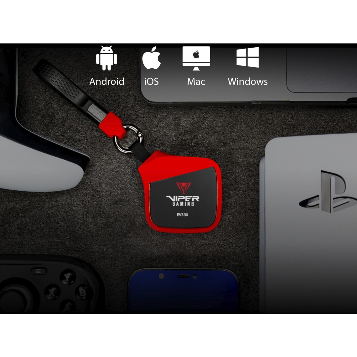 Patriot EV330 PCIe M.2 2230, Laufwerksgehäuse schwarz/rot, USB 3.2 Gen2