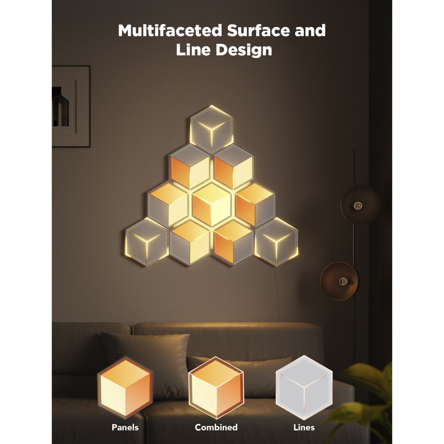 Govee Glide Hexagon Light Panels Ultra 7er-Pack, LED-Leuchte grau