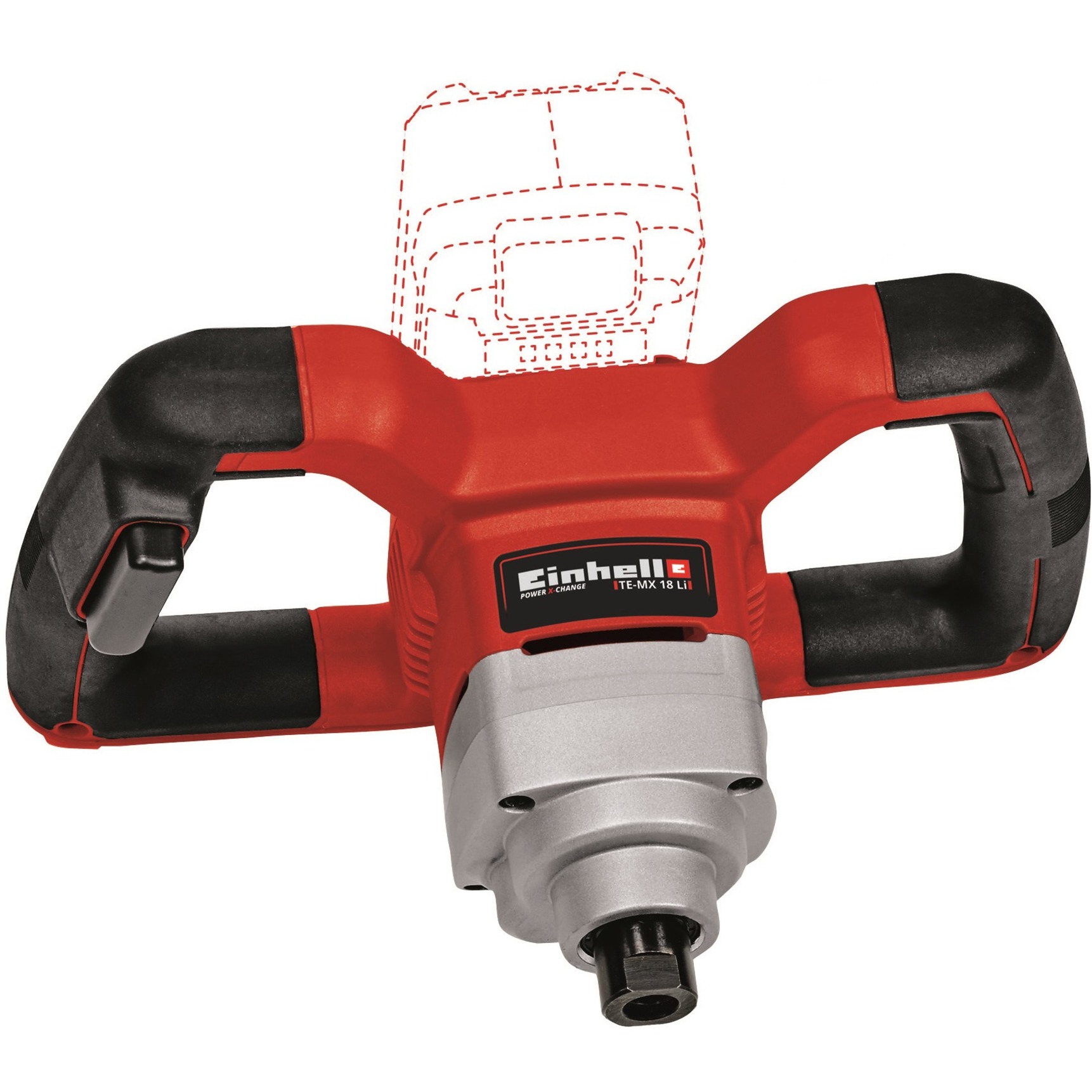 EINHELL Akku-Farb-/Mörtelrührer TE-MX 18 Li - Solo, 18Volt, Rührwerk rot/schwarz, ohne Akku und Ladegerät
