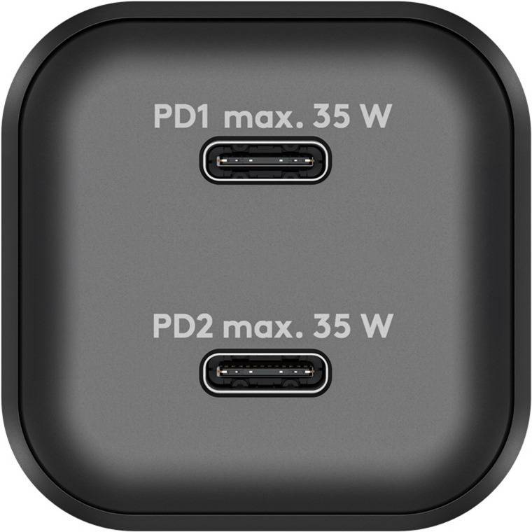 goobay USB-C Dual-Schnellladegerät Nano, PD, GaN, 35 Watt schwarz, 2x USB-C, Power Delivery 3.0