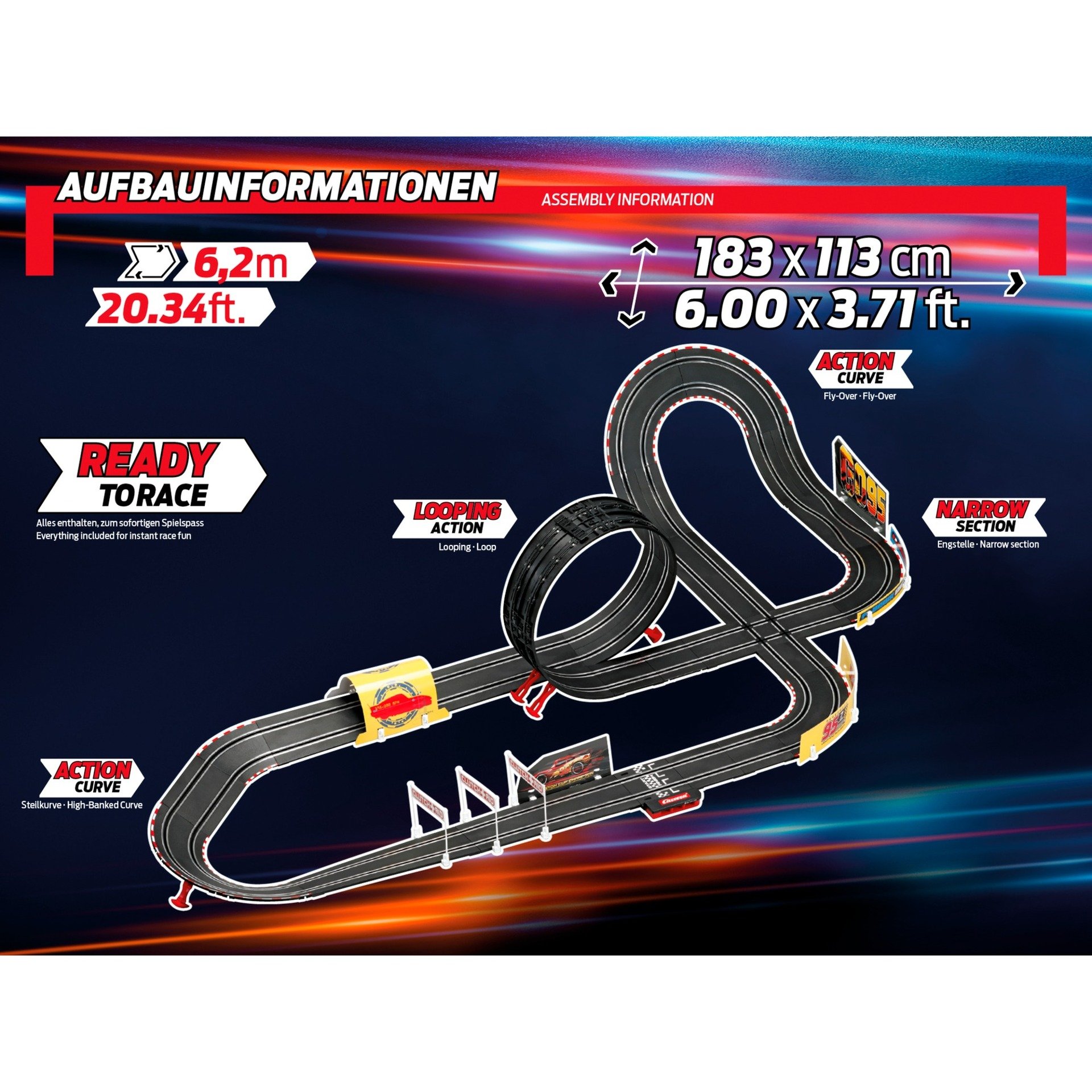 Carrera Rennbahn Eine Spur Läuft Nicht Carrera GO!!! Disney·Pixar Cars - Glow Racers, Rennbahn