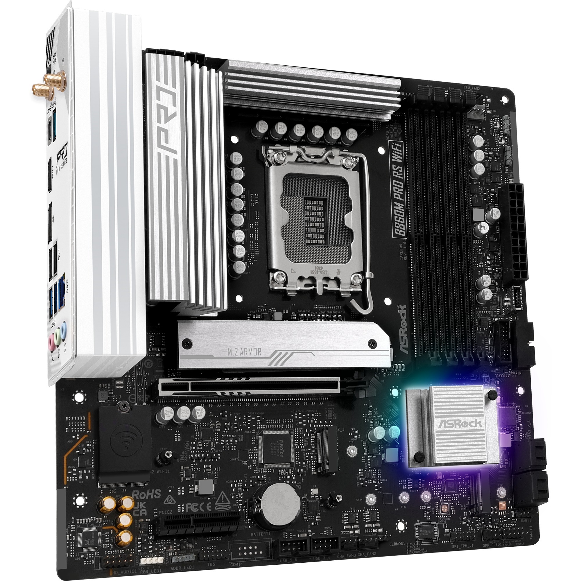 ASRock B860M Pro RS WiFi, Mainboard schwarz/silber