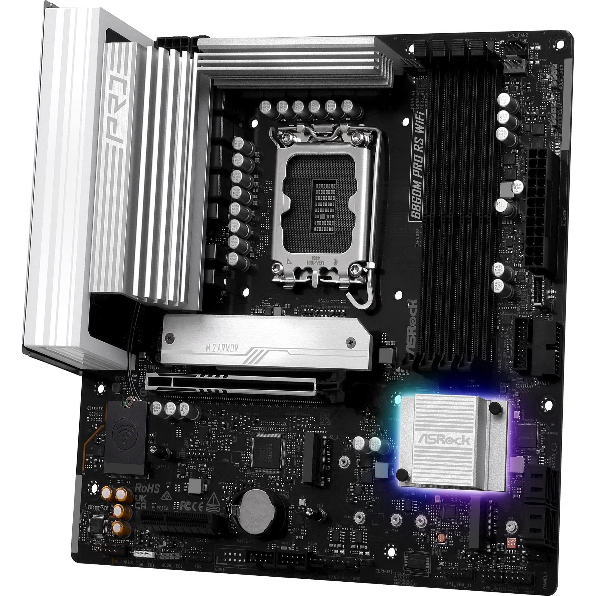 ASRock B860M Pro RS WiFi, Mainboard schwarz/silber