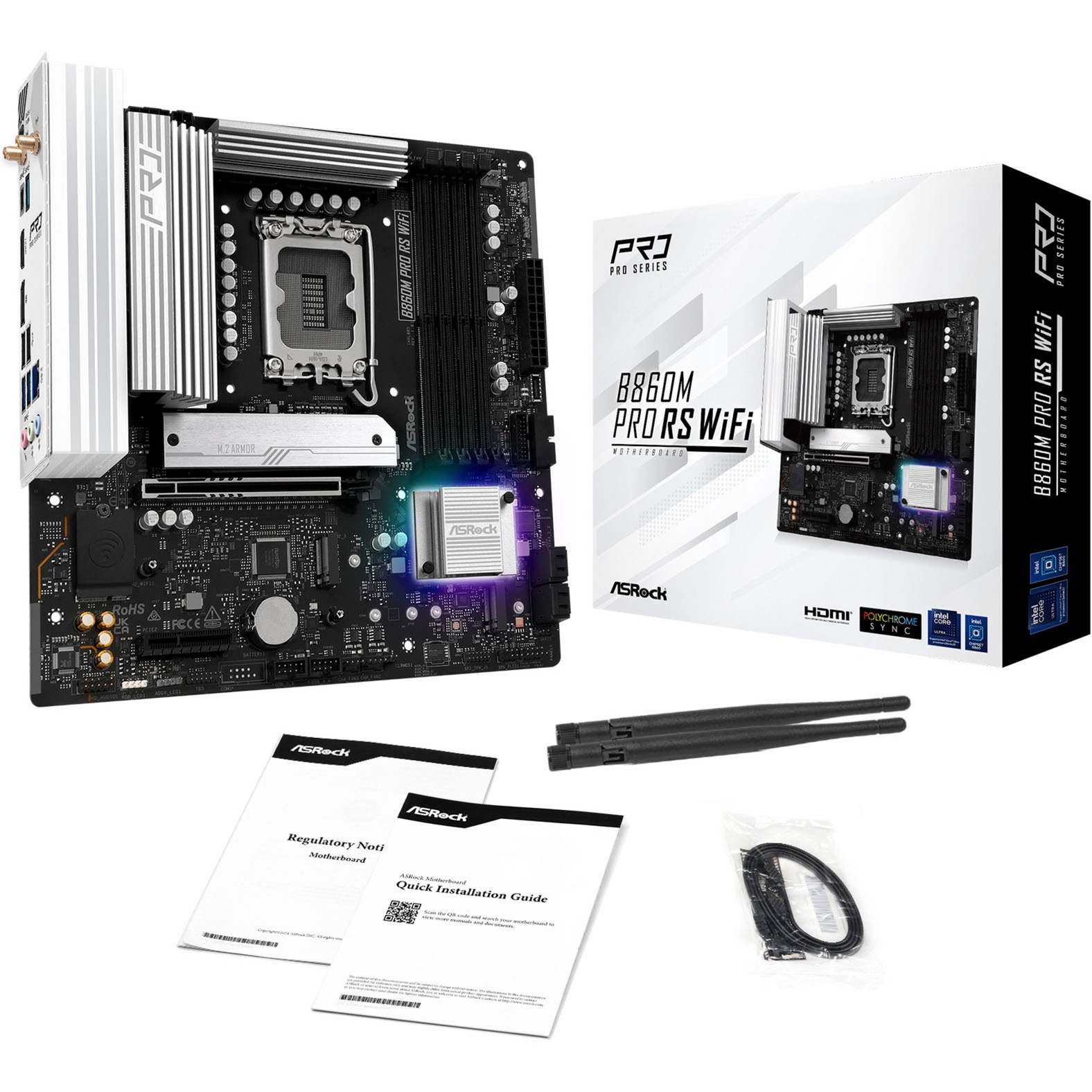 ASRock B860M Pro RS WiFi, Mainboard schwarz/silber