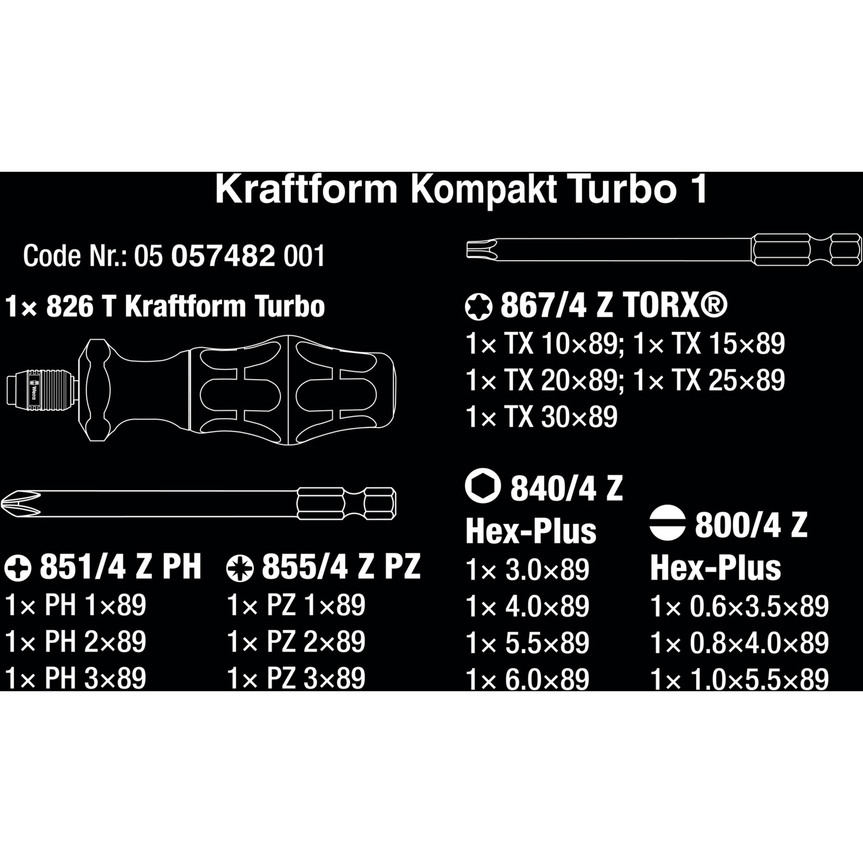 Wera Kraftform Kompakt Turbo 1, 19-teilig, Steckschlüssel schwarz/grün